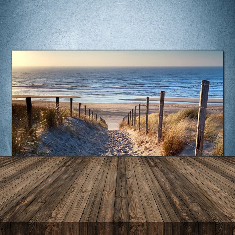 Crédence de cuisine en verre paysage bord de mer pour créer une ambiance estivale 140x70