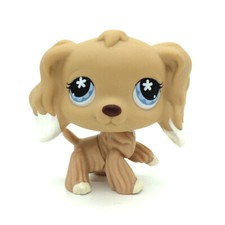 Raro Littlest Pet Shop #568 Cocker Spaniel Marrón Perro Flor Ojos Animal Juguete LPS
