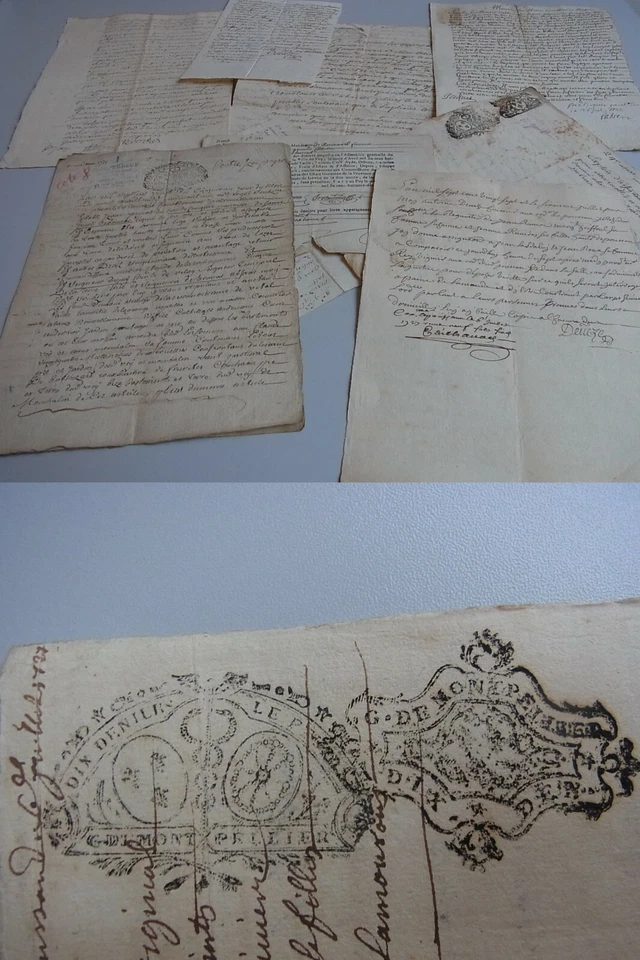 8 französische Dokumente 1720-26, Steuerstempel Montpellier, u.a. über Poussan - Bild 1 von 1