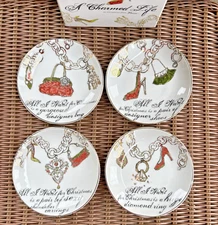 Rosanna A CHARMED LIFE 4 Appetizer Plates All I want for Christmas (2 sets avail