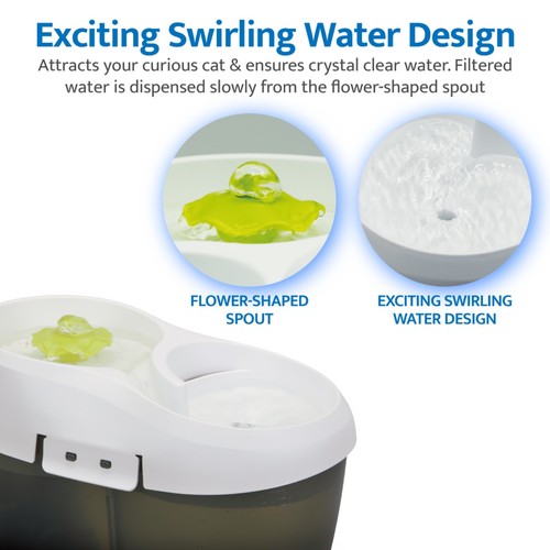 Cat H2O Tornado Water Fountain, 2L, Swirling Water Motion, FilteredWaterFountain - Picture 2 of 23