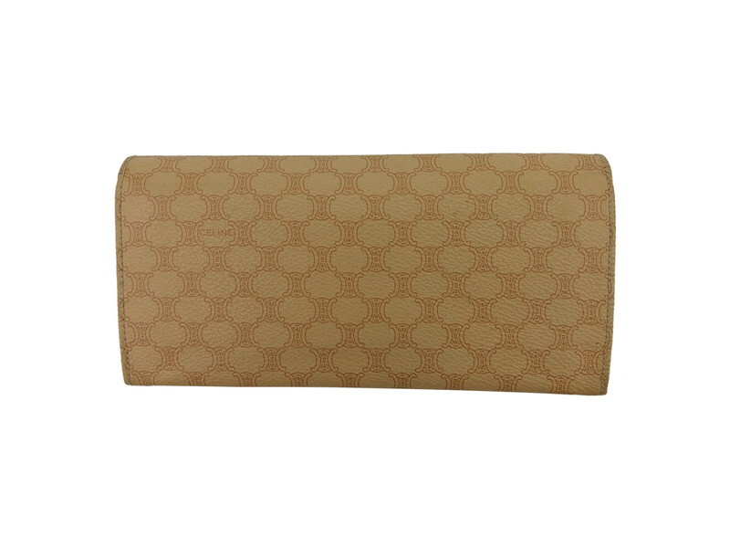 CELINE ♡ Vintage ♡ Valetta CELINE Long Wallet Macadam Beige PVC x Leather Authentic