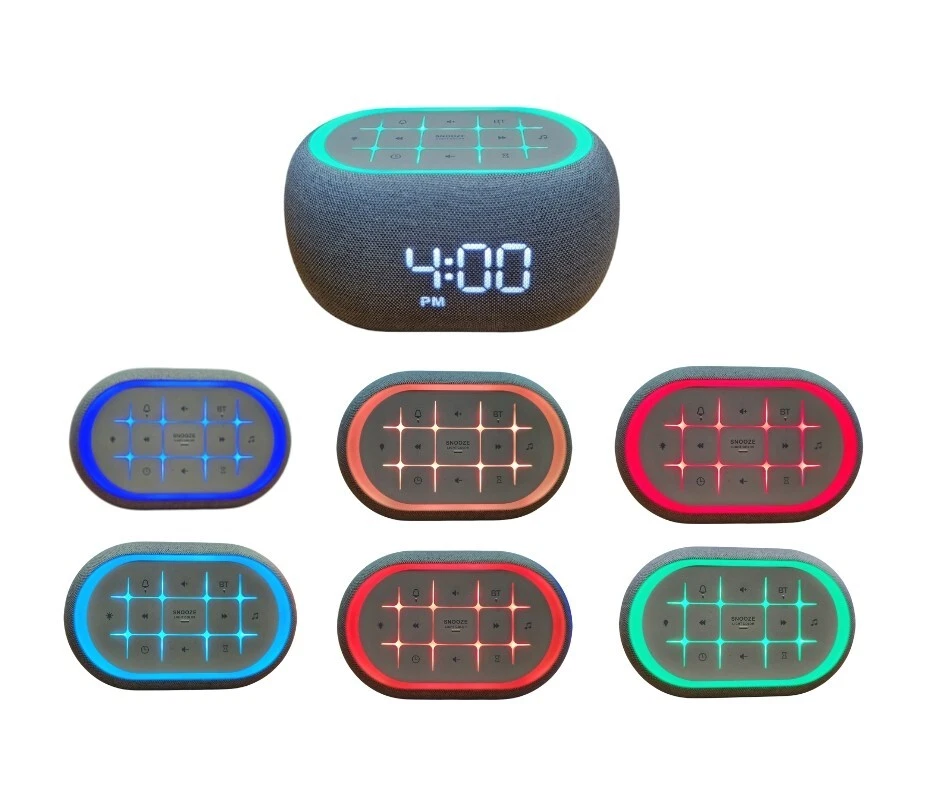 Music Clock Bar Bedside Alarm Clock 7 Night Light Bluetooth Speaker White Noise - Image 2 of 4