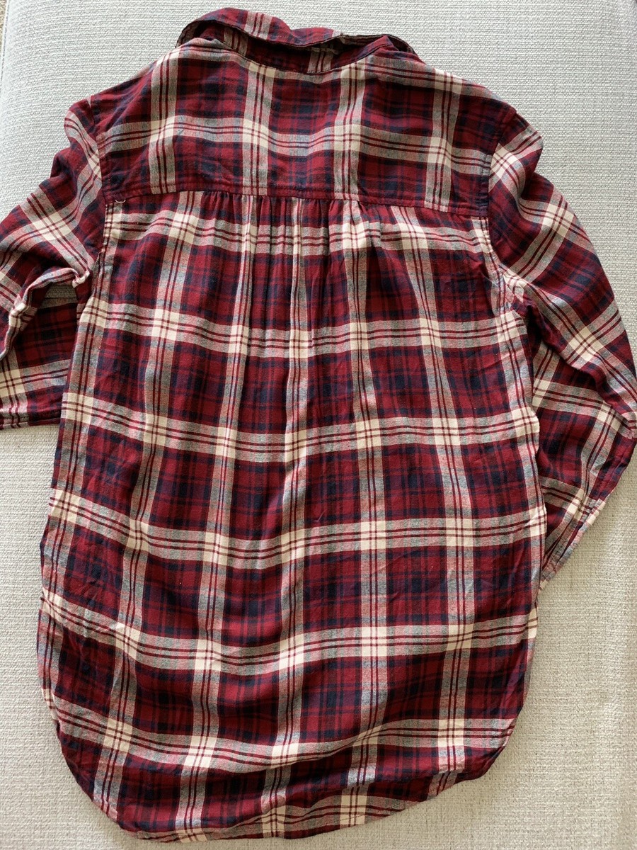 Chemisier Femme American Eagle Boyfriend à Carreaux Rouge/bleu Marine/crème - Taille S Neuf