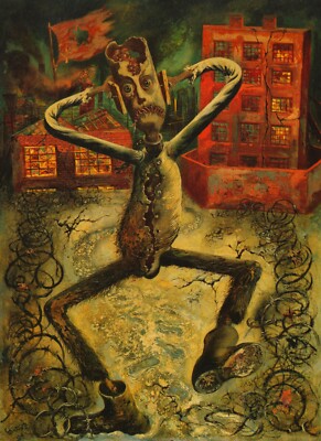 George Grosz - The Grey Man Dances, 1949, 75x50cm, Druck Leinwand auf Keilrahmen