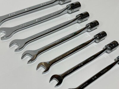 SK Tools USA NOS 7pc Metric 11mm-19mm Flex Head Combination