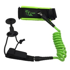 Tribe Small Bodyboarding QD (Quick Detach) Bicep Leash-Black coil / Green cuff