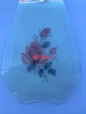 OK LIGHTING TOUCH LAMP REPLACEMENT GLASS 1 Panel Red Rose Flower