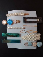 New - Hair Clips Acrylic Resin Pearl Gold Barrettes Bobby Pins - 10pcs - Set B