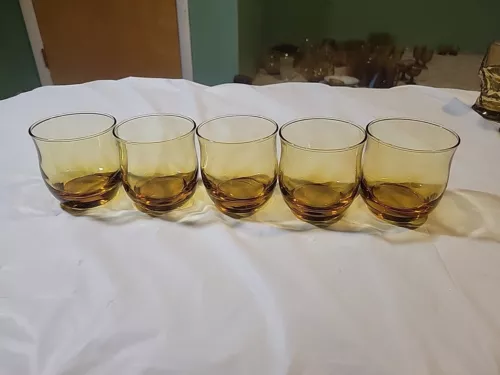 vintage amber glass Cups