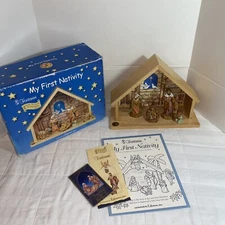 Vintage Fontanini My First Nativity #54950 W/ Manger & Original Box 6 Piece 2002