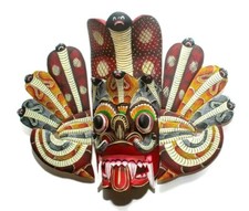 Amazing Handmade Wood Wall Hanging Sri Lankan Cobra Mask Collectible 14"