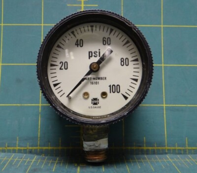 Ametek USG Model P-500 0-100 PSI Pressure Gauge Back Flange Bottom 1/4'' NPT