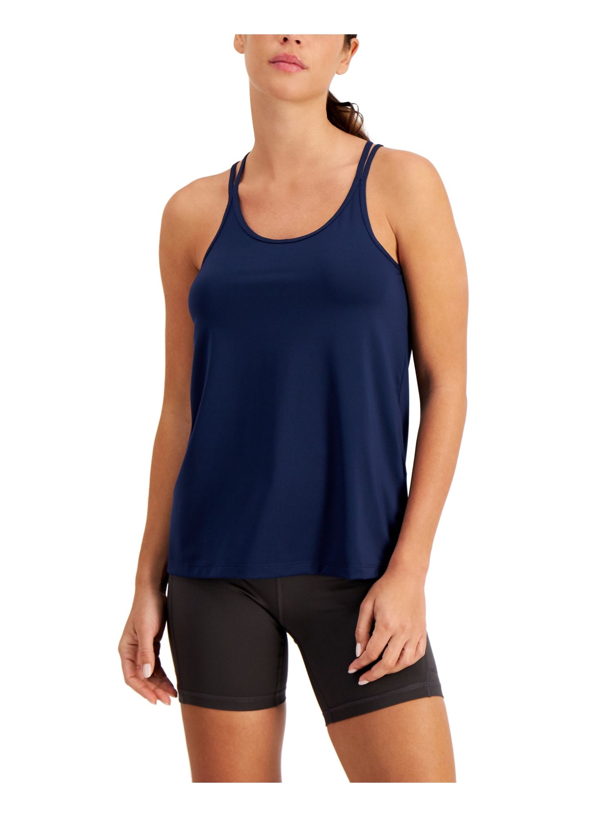 IDEOLOGY Womens Navy Moisture Wicking Strappy Back Ventilation Tank Top XS