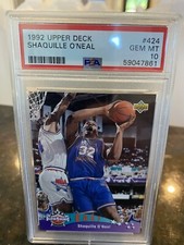 1992 upper deck basketball #424 shaquille o neal psa 10 gem mint card