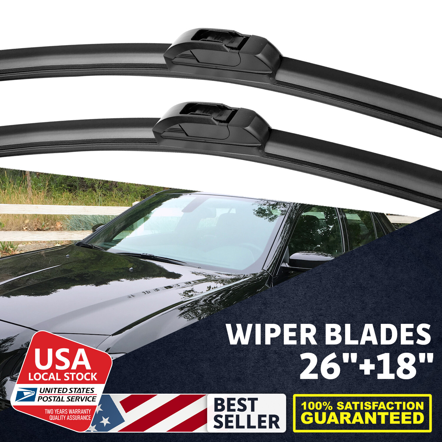 2Pcs Durable 26+18 Inch Front Wiper Blades for 2006-2007 Nissan Murano Windshield