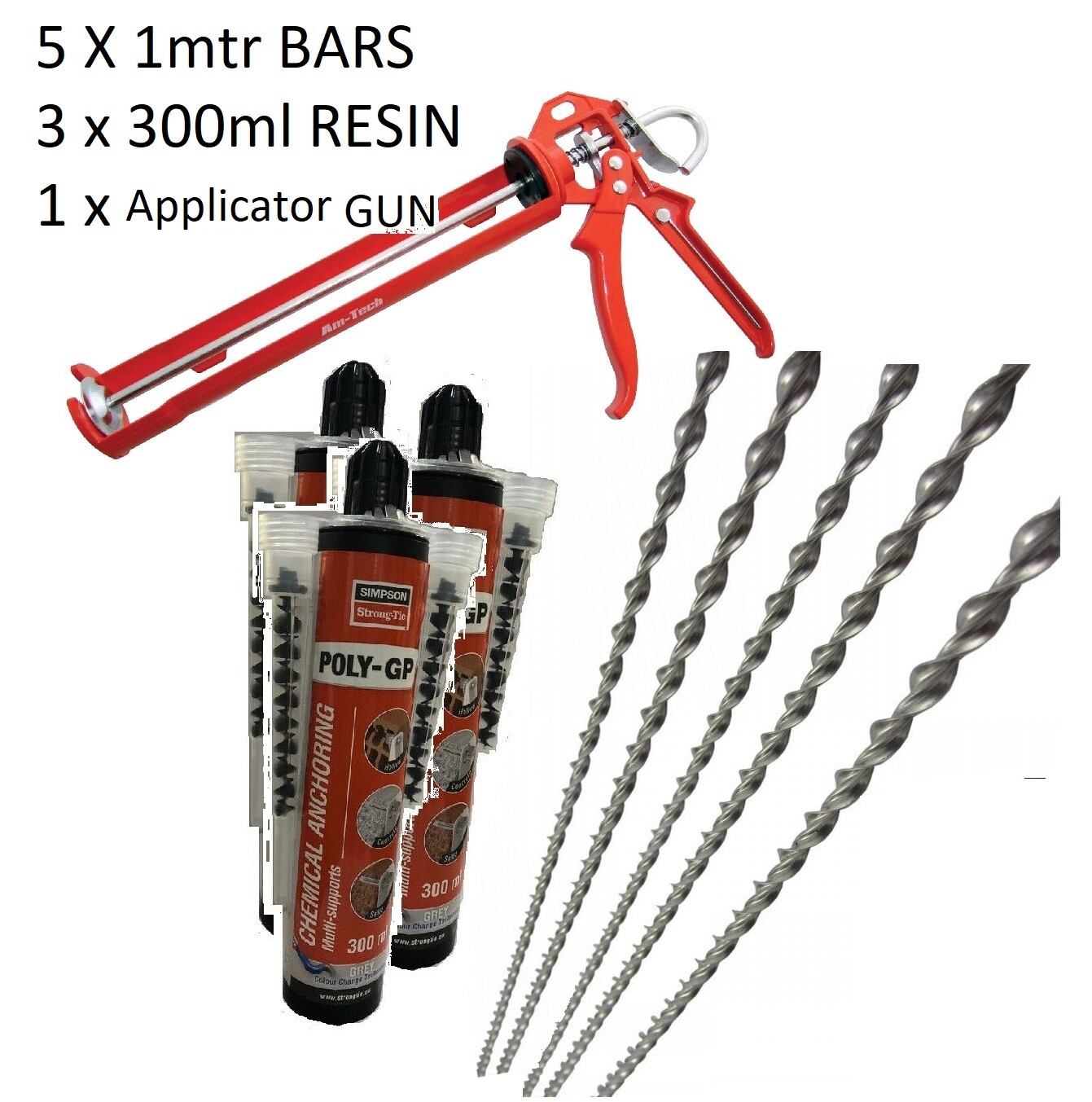 HELICAL BAR CRACK STITCHING MASONRY RESIN REPAIR 6mm x 1 METRE