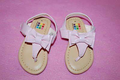 Baby Toddler Girls LT PINK THONG SANDALS w/ BOW Ankle Strap SIZE 10  11