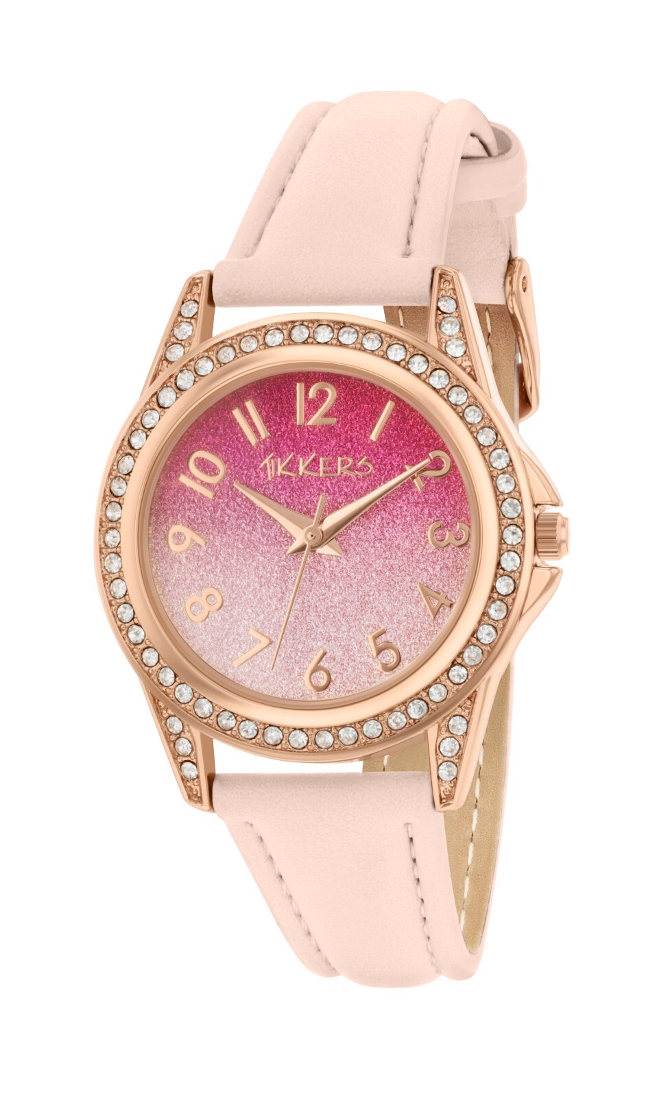 Tikkers Childrens Analogue Classic Pink Glitter Quartz Watch TK0176
