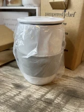 Pampered Chef Ceramic Egg Cooker Silicone Sleeve White/Grey #1529