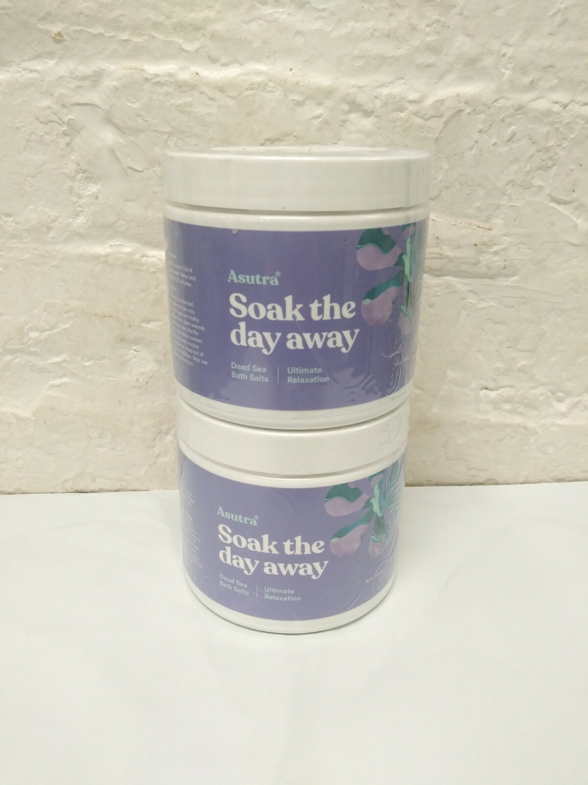 2 Asutra Soak The Day Away Dead Sea Bath Salt Relaxation 16oz Lavender Chamomile