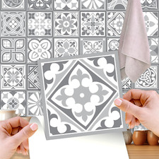 24Pcs 6" Grey Peel and Stick Tile Stickers Vinyl Backsplash Tile Paint