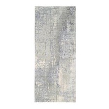 4'1" x 9'9" Wool and Silk Mosaic Design Gray Hand Knotted Runner Rug R63062