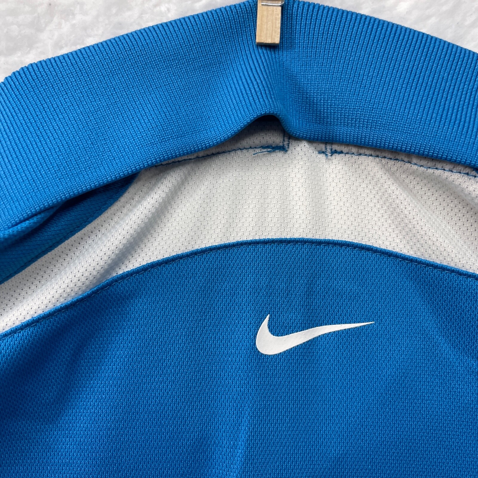Nike Golf Polo Shirt Mens Size L Large (23 3/4" X 30") Blue White Dri-Fit