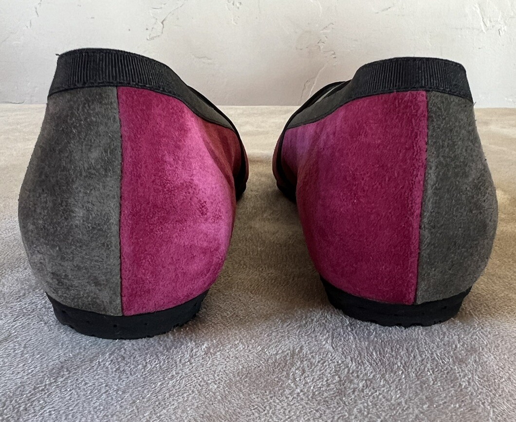 Pas de Rouge Burgundy Navy Blue Suede Ballet Flats Sz 36/5.5 New w/Dust Bag View 4
