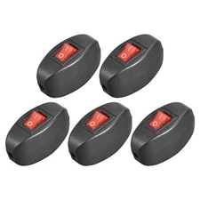 Inline Cord Switch AC250V 6A/ 125V 10A On-Off Through Red Led Rocker Switch 5pcs
