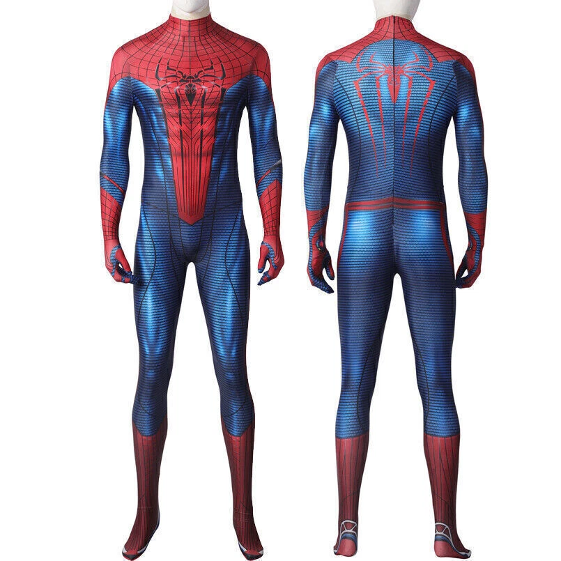 Spiderman Cosplay Spider Amazing Suit Jumpsuit bodysuit Hero Costume Men NEW - Image 3 of 4