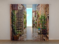 Picture Curtain Old Street in Tuscany by Wellmira Custom Made 3D Window Curtain