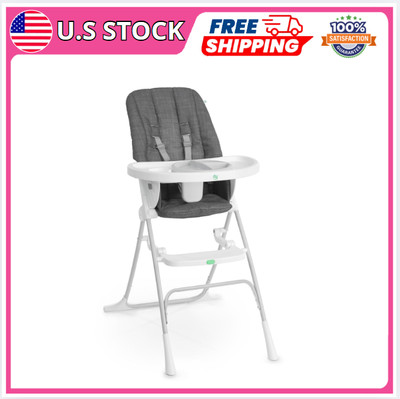 Sun Valley Compact Folding High Chair, Food-Grade Plate, Safety Harness