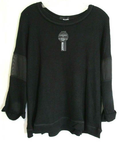 Lamade Black Waffle Knit Mesh Arm Inserts 3/4 Sleeve Shirt Size Large NWT