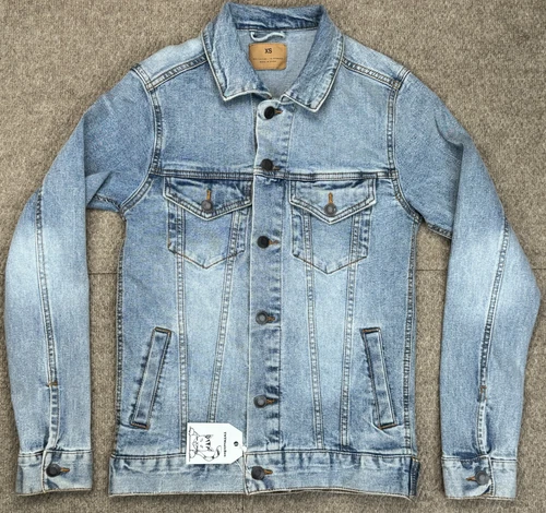 Threadfast Apparel TNTMusicBox Skeleton Playing Bass Denim Jacket Size XS - product listing photo