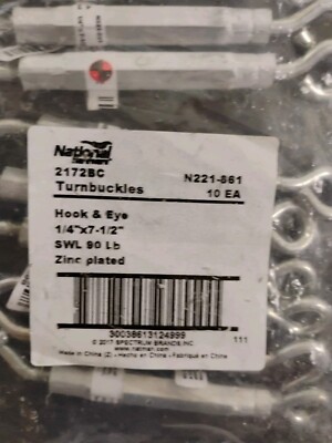 Turnbuckle, National N221-861 Hook and Eye 1/4