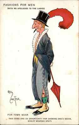 top hat cigarettes A/s Reg Carter MEN'S FASHION SATIRE Town Wear Cigarette Top Hat Spats