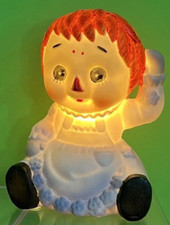 Raggedy Ann Small Ceramic Night Ligh by Price Imports Japan 4.5  H Vintage 1970