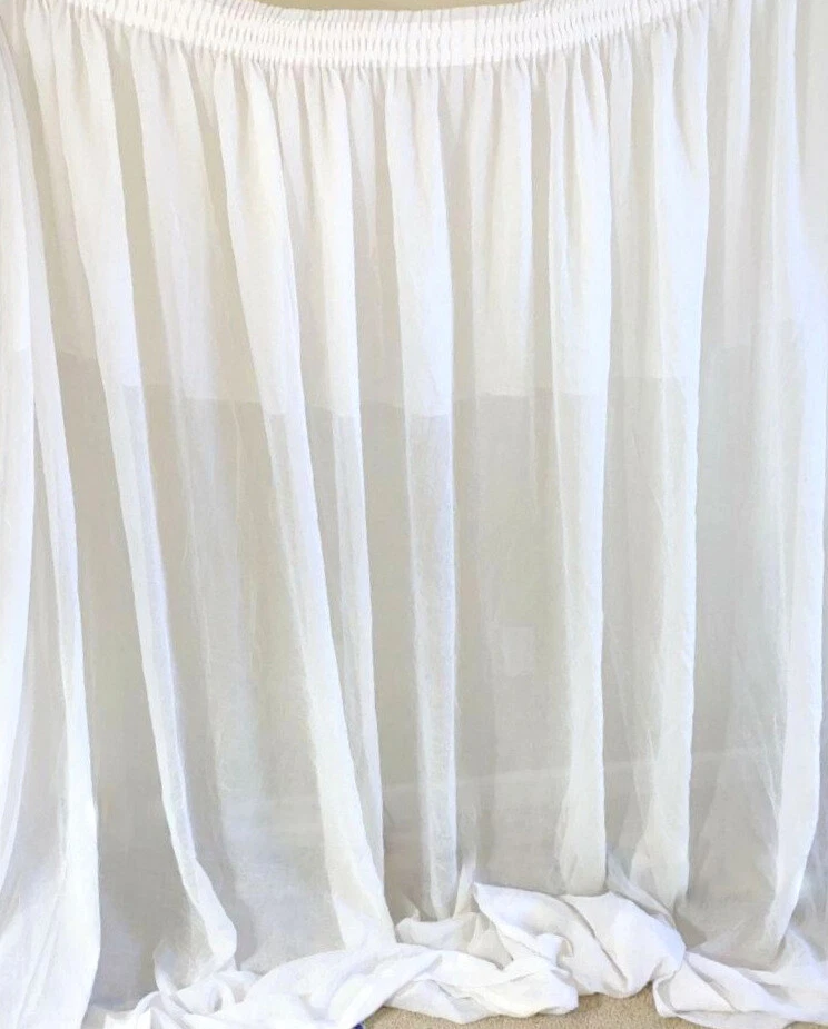 1 Rare Antique Tulle Handmade Curtain Victorian Vintage White Sheer Tussore Wide - Image 2 of 4