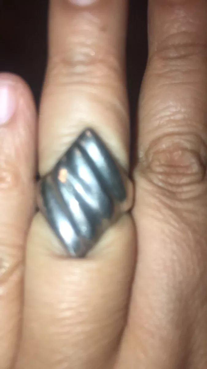 Vintage Signed TM 925 Thick Sterling Silver Band Ring Sz 6 9 Grams Abstract