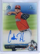 2017 Bowman Draft Colton Hock Chrome Prospect Refractor Auto 276/499 Marlins