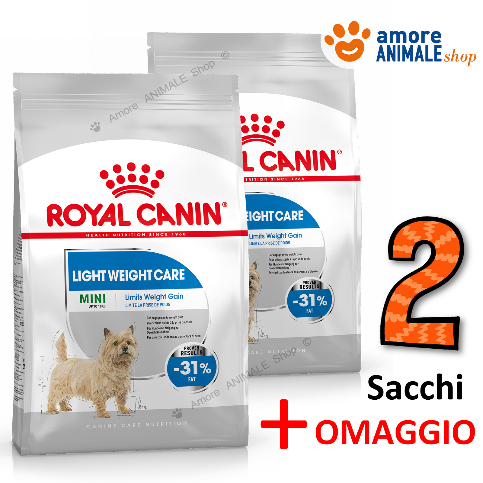 Royal Canin Mini Light Weight Care 8kg x2 - Gestione Peso Cani Piccoli