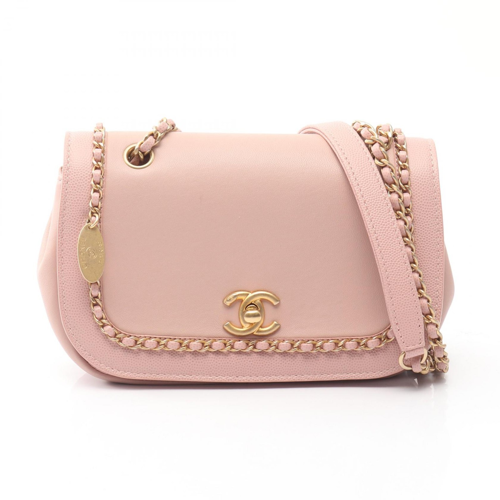 CHANEL Chain Around Flap Chain Shoulder Bag AS0371 Lamb leather Pink GHW Used CC