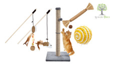 Large Tall Cat Scratching Post 73CM Strong Sisal Pole Heavy Base Catnip Teaser