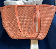 Patricia Nash Marconia Apricot Woven Leather Tote Handbag - New With Tags