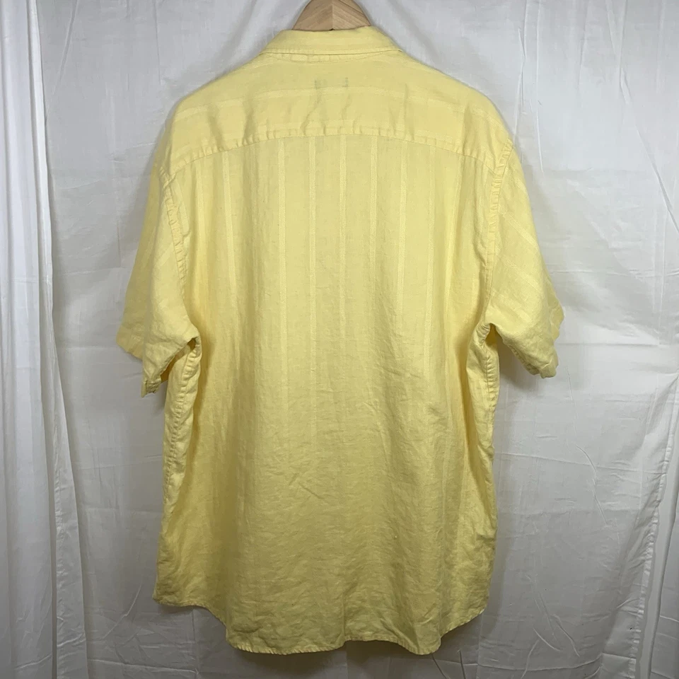 Structure 100% Linen Textured Woven Yellow Casual Button Down Shirt Size XL - Image 4 of 4