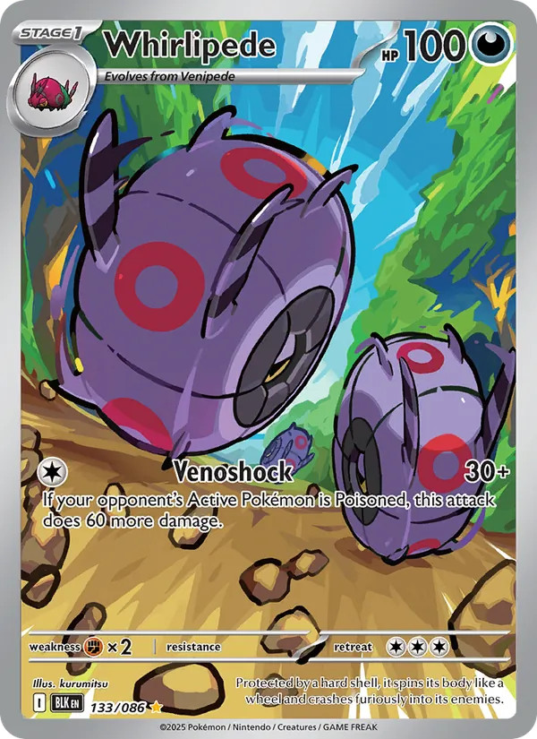 Whirlipede #133 Schwarze Blitze Pokémon-Karte (Near Mint)