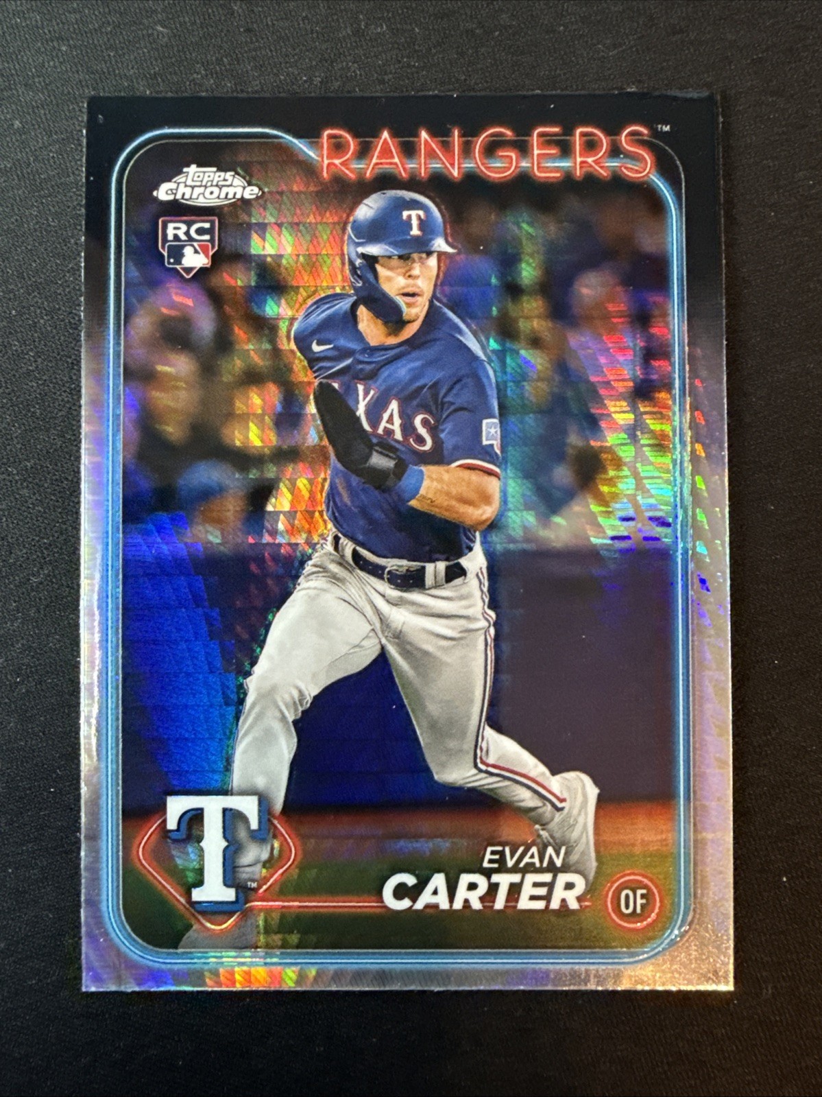 2024 Topps Chrome Evan Carter Prism Refractor Rookie Card RC #136 Texas Rangers