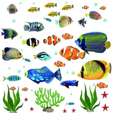 Fish Wall Stickers Under The Sea Decorative Wall Decals Coral Reef Fish Wall ...