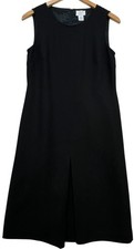 Ann Taylor Loft Womens Faux Slit Midi Sheath Dress Sleeveless Size 8 Black